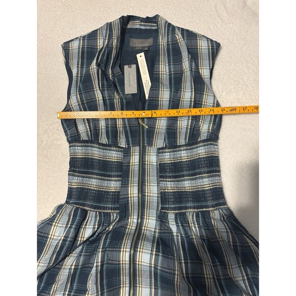 Anthropologie Tommie Cap Sleeve Smocked Front Zip Dress. Sz PXS Blue NWT - Picture 7 of 9